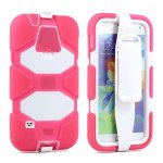 Wholesale Samsung Galaxy S5 Armor Shield Case Screen and Holster Clip (Hot Pink White)